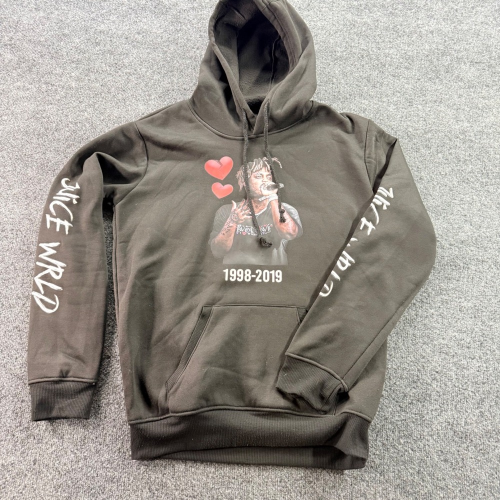 Juice WRLD Hoodie Memorial Graphic Pullover 1998-2019 Black Small Mens Rap Tee